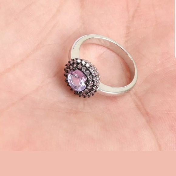 Cut little Amethyst & topaz princess ring sz6 - Picture 2 of 4